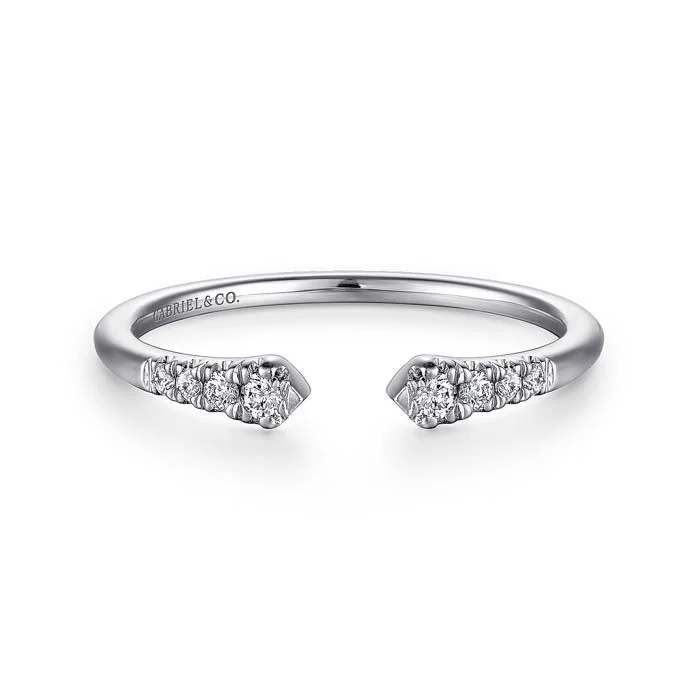 solitaire rings for women -Gabriel & Co. Split Diamond Stackable Ring in 14K White Gold