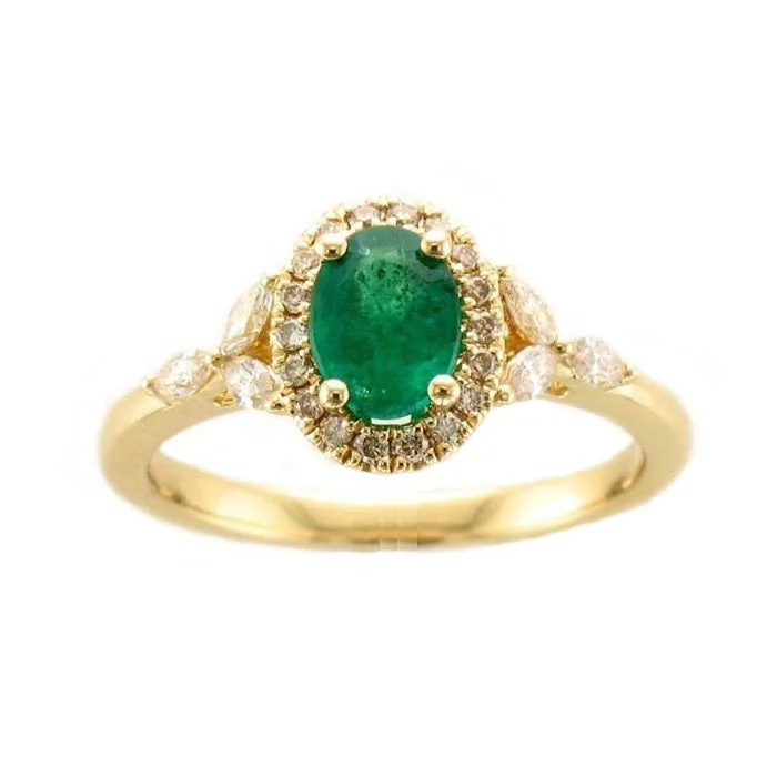 colorful rings for women -Le Vian Creme Brulee Ring featuring Costa Smeralda Emerald and Nude Diamonds in 14K Honey Gold