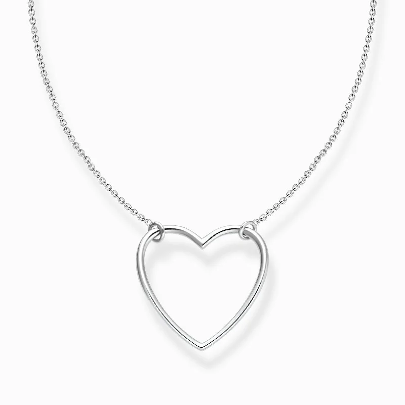 gemstone necklaces with gold chain -Thomas Sabo Silver Heart Necklace KE2138-001-21-L45V