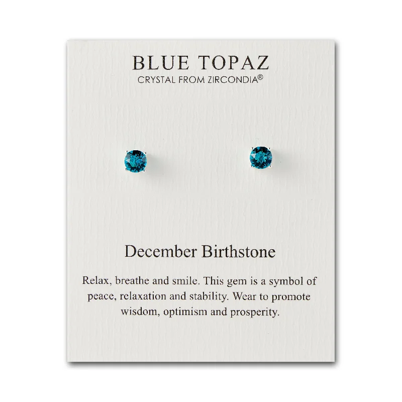 minimalist earrings for women -December (Blue Topaz) Birthstone Earrings Created with Zircondia® Crystals