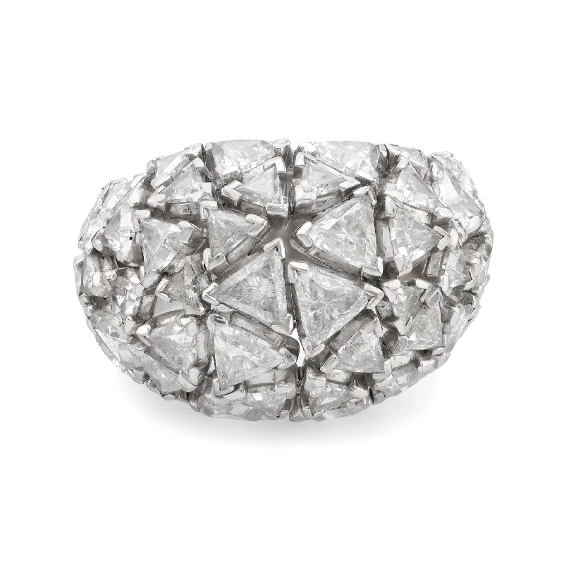 stackable diamond rings -Schullin Wien 5 carat total weight trillion diamond 18k white gold Dome ring