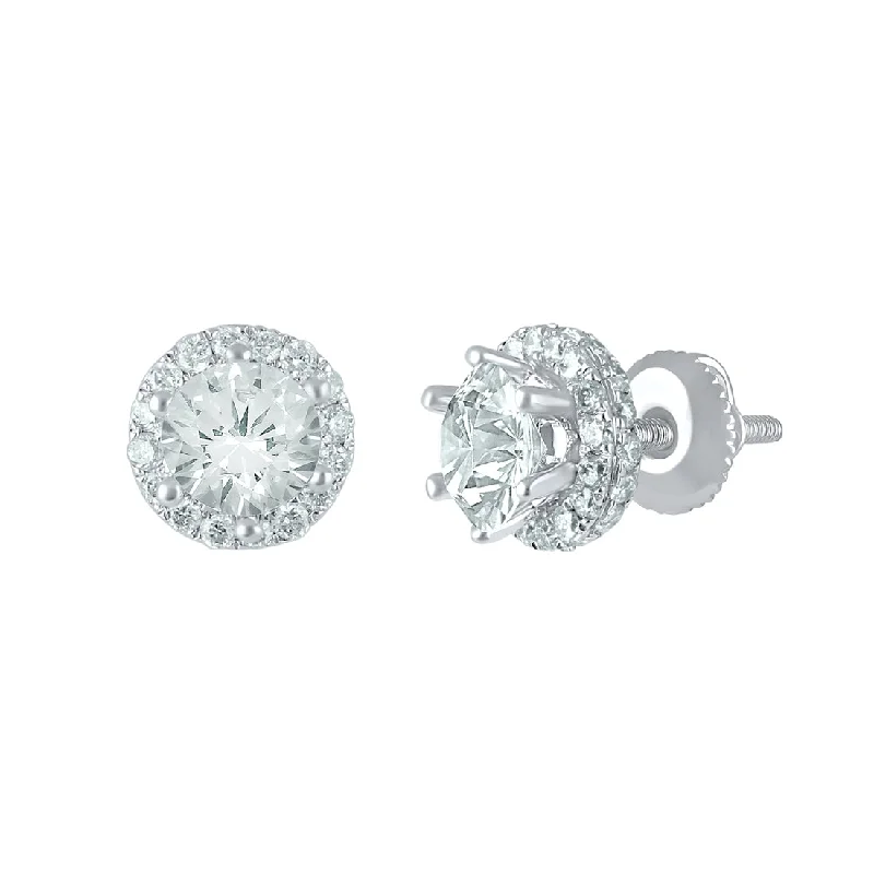 modern earrings for women -Love by Michelle Beville Signature Collection 18ct White Gold 0.68ct Diamond Stud Earrings