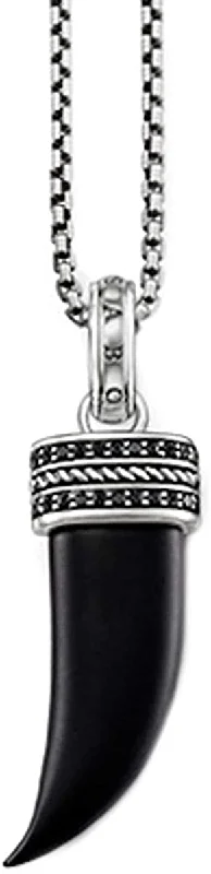 wedding necklaces for women -Thomas Sabo Sterling Silver Rebel at Heart Tooth Necklace with Black Zirconia KE1410-641-11-L53