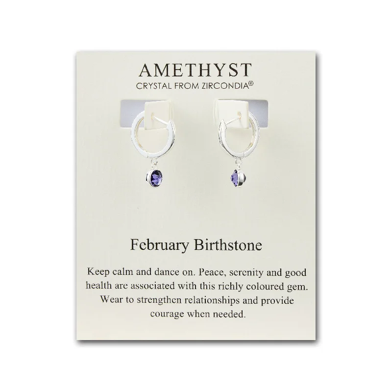 bold gold earrings for women -February Birthstone Hoop Earrings Created with Amethyst Zircondia® Crystals