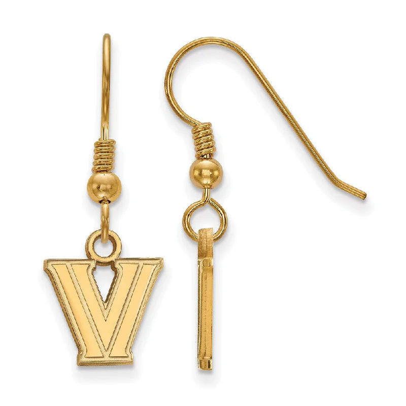 diamond earrings for women -14k Gold Plated Silver Villanova University XS (Tiny) Dangle Earrings