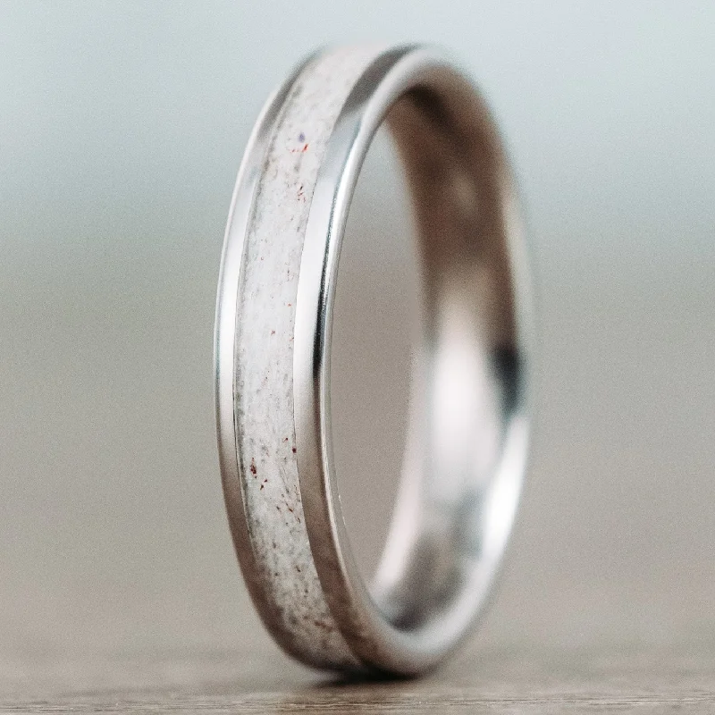 bridal rings for women -The Huntress | Women's Titanium Ring with Elk Antler