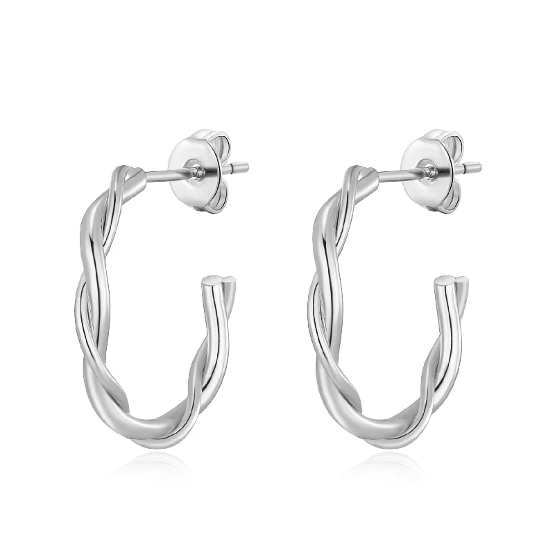 fun earrings for women -Silver Plated 20mm Twisted Hoop Earrings