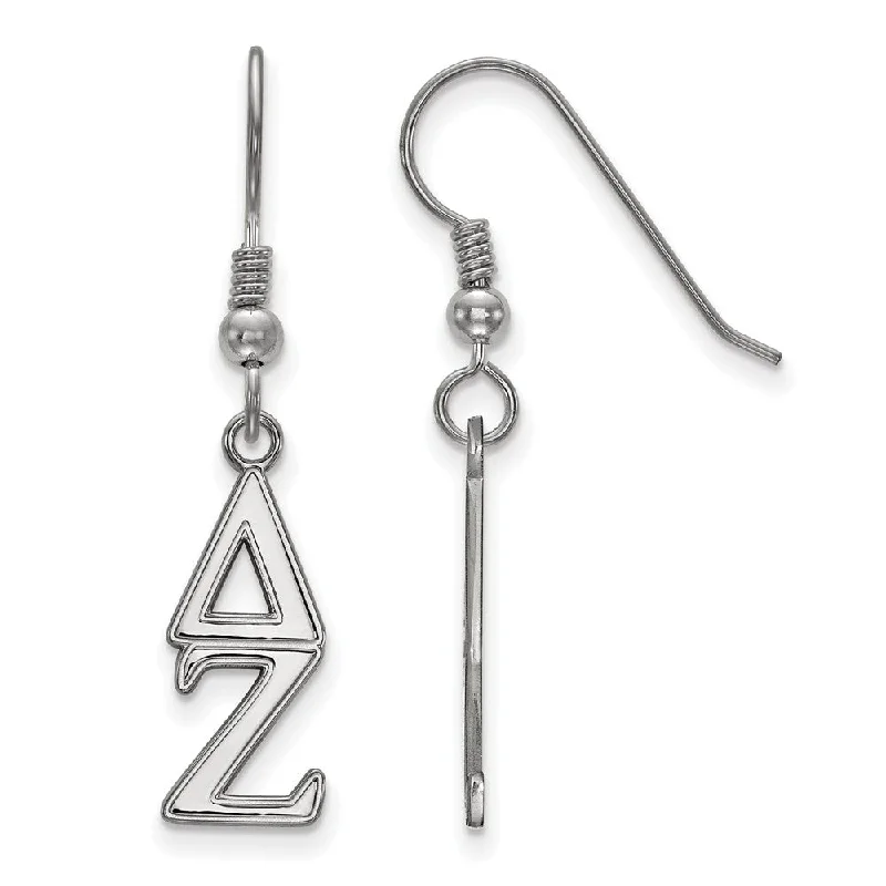 bold gold earrings for women -Sterling Silver Delta Zeta Dangle Small Earrings