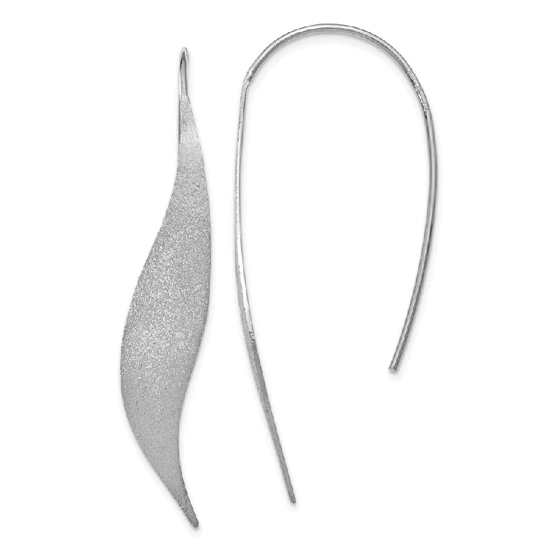 stud earrings for women -Brushed Ribbon Threader Earrings in Sterling Silver, 50mm (1 7/8 in)