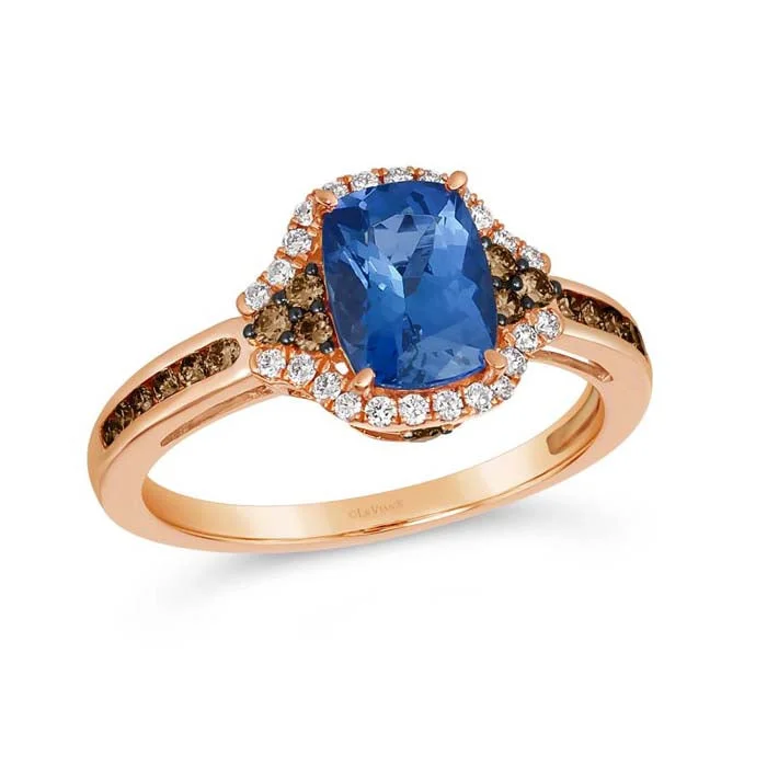 statement rings for women -Le Vian Ring featuring Blueberry Tanzanite with Vanilla and Chocolate Diamonds in 14K Strawberry Gold