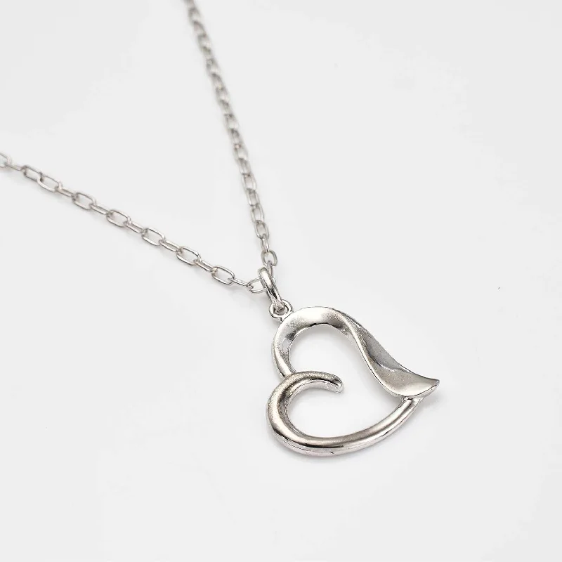 simple gold necklaces for women -Amore Heart Wave Pendant with Free Chain