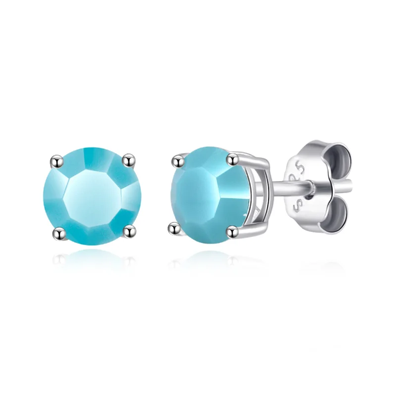 bold earrings for women -Sterling Silver December (Turquoise) Birthstone Earrings Created with Zircondia® Crystals