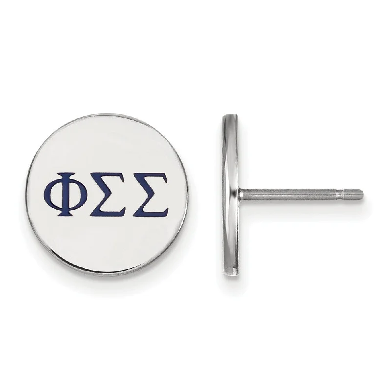 cute earrings for women -Sterling Silver Phi Sigma Sigma Enamel Greek Letters Post Earrings