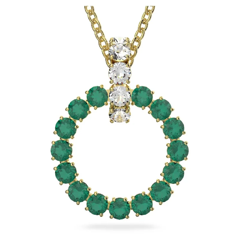 layered necklaces for women -Swarovski Exalta Pendant, Green, Gold-Tone Plated 5643753