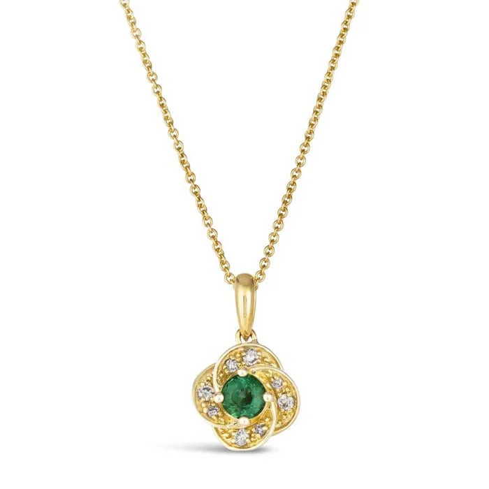 classic wedding rings -Le Vian Swirl Pendant featuring Costa Smeralda Emerald and Nude Diamonds in 14K Honey Gold