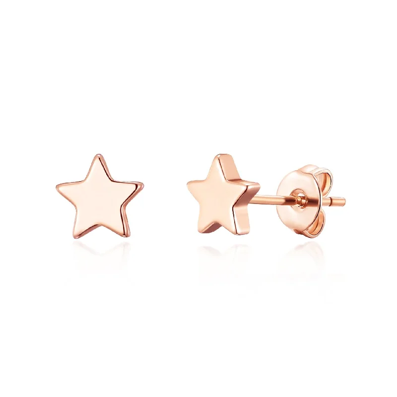 stylish gemstone earrings for women -Rose Gold Plated Star Stud Earrings