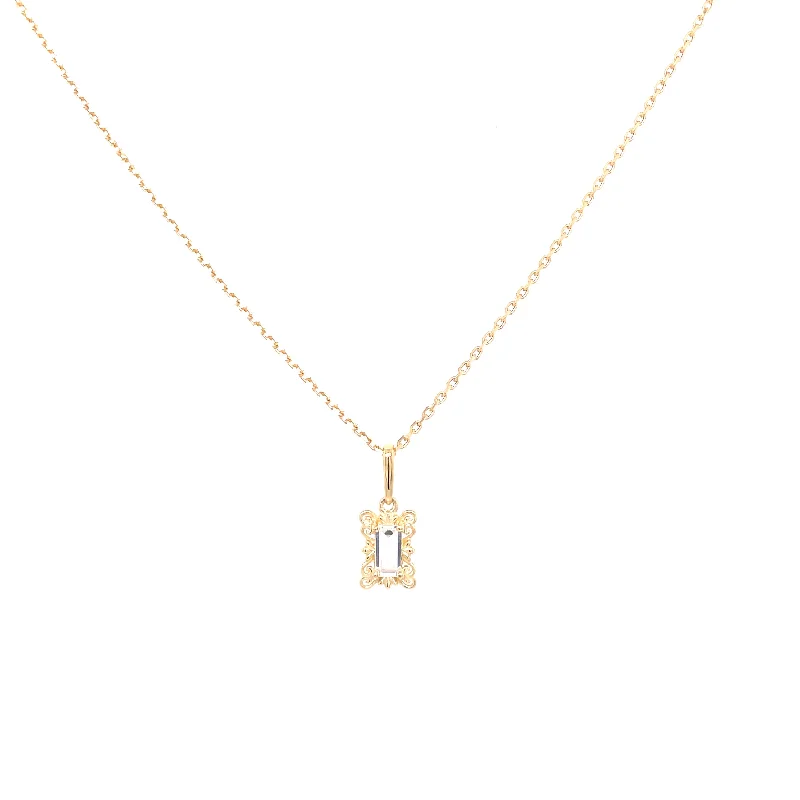 chic necklaces for women -9ct Yellow Gold Baguette CZ Necklace