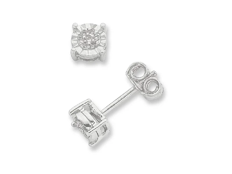 long earrings for women -9ct White Gold 0.05ct Diamond Stud Earrings