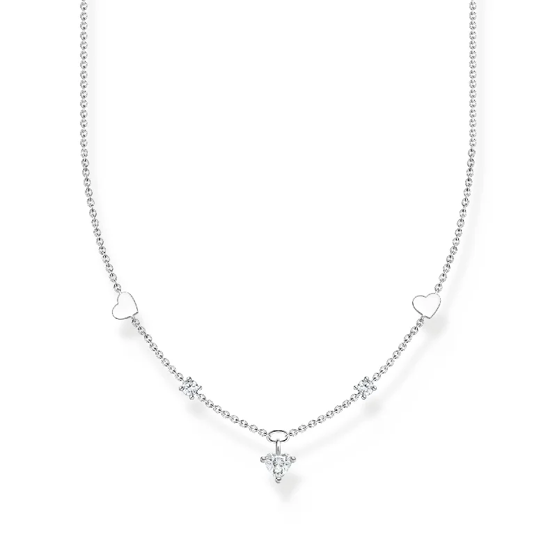 handmade necklaces for women -Thomas Sabo Necklace With Hearts And White Stones Silver KE2154-051-14-L42V