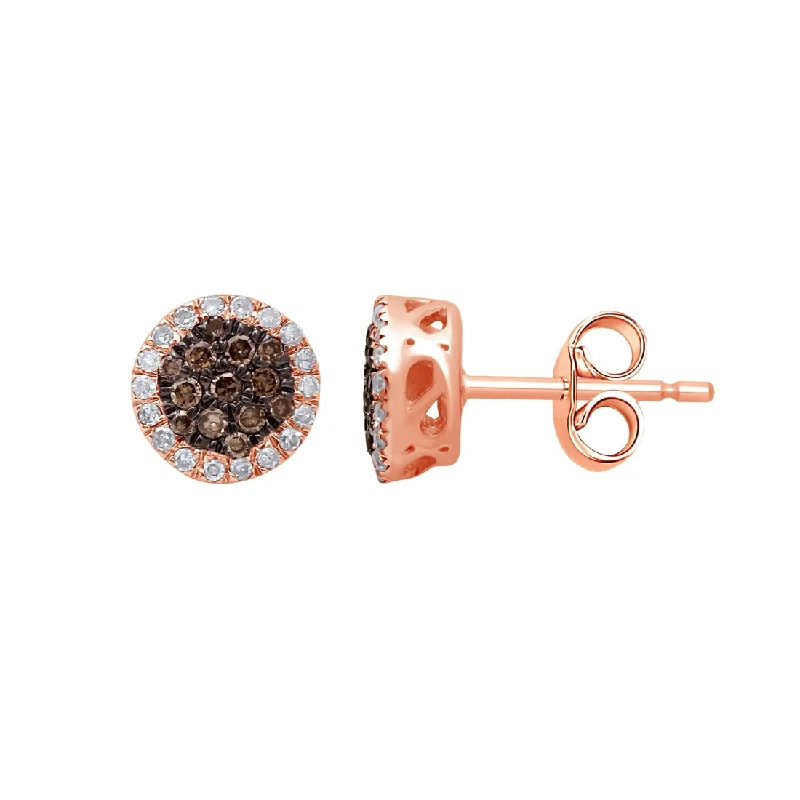 hoop earrings with diamonds -9ct Rose Gold Cognac and Diamond Stud Earrings