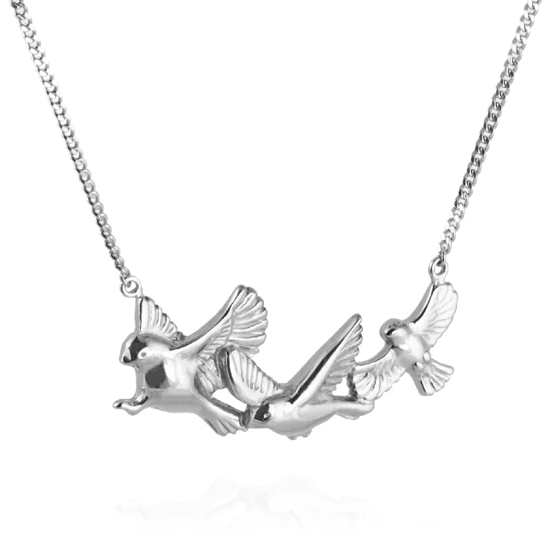 diamond pendant necklaces for women -Garden Bird Landing Necklace