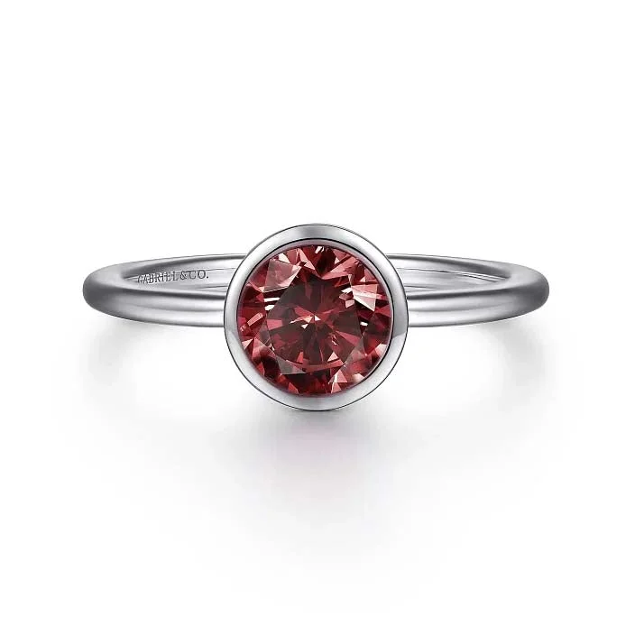 stackable gold rings for women -Gabriel & Co. Garnet Ring in Sterling Silver