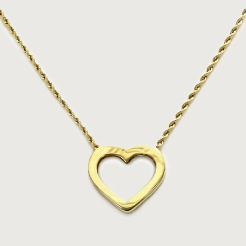 sparkling diamond necklaces for women -Gold Essentials Open Heart Gold Necklace