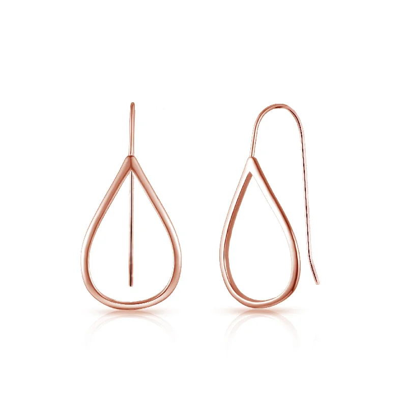 bold gold earrings for women -Rose Gold Plated Sterling Silver Open Teardrop Earrings