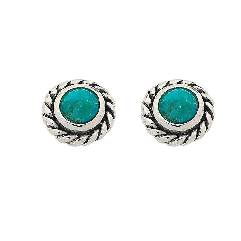 clip-on earrings for women -Sterling Silver Turquoise December Birthstone Stud Earrings