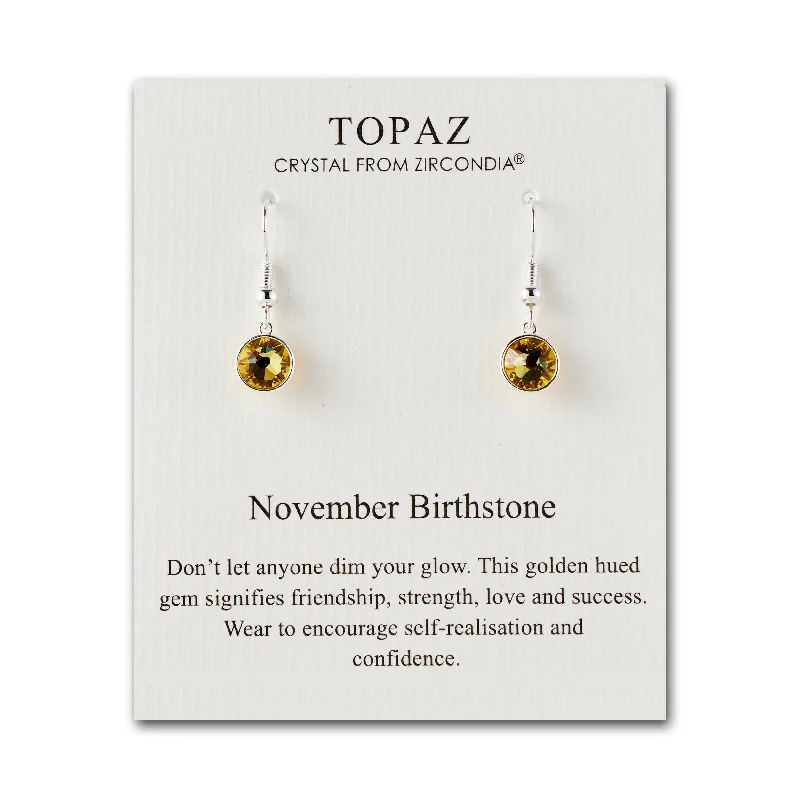 bridal earrings for women -November Birthstone Drop Earrings Created with Topaz Zircondia® Crystals