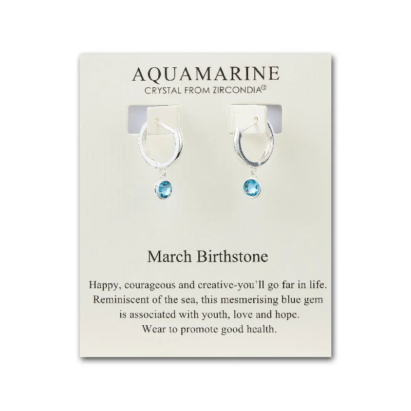 artistic earrings for women -March Birthstone Hoop Earrings Created with Aquamarine Zircondia® Crystals