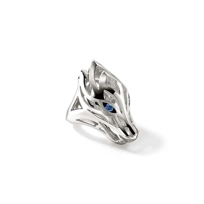 simple wedding bands for women -John Hardy Naga Saddle Ring with Sapphires in Sterling Silver