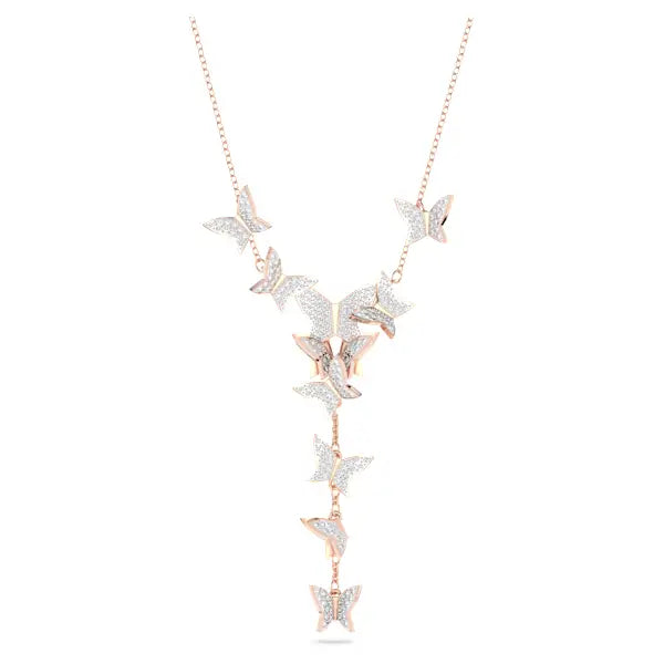 bohemian style necklaces for women -Swarovski Lilia Y necklace Butterfly, White, Rose gold-tone plated 5636419