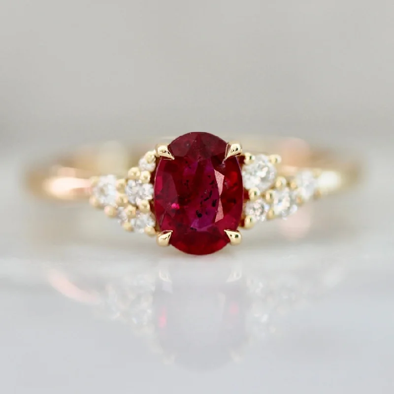 vintage rings for women -Maraschino Oval Cut Red Ruby Ring