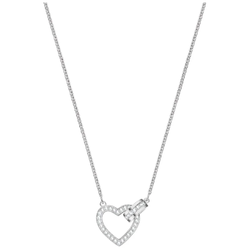 romantic necklaces for women -Swarovski Lovely Necklace, White, Rhodium plating 5380703