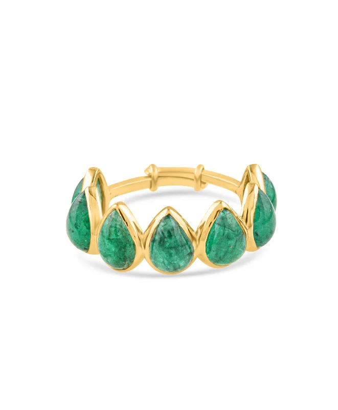 eternity wedding rings -Emerald Pear Shape Ring In 18K Yellow Gold