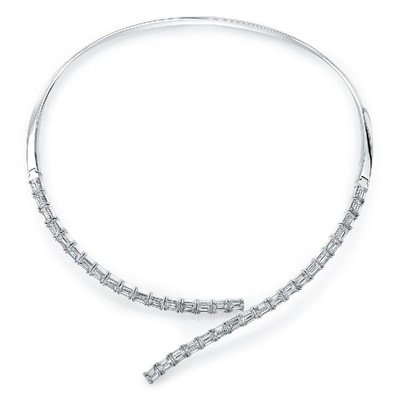 gemstone necklaces for women -18.58 Carat 18k White Gold Diamond Choker Necklace