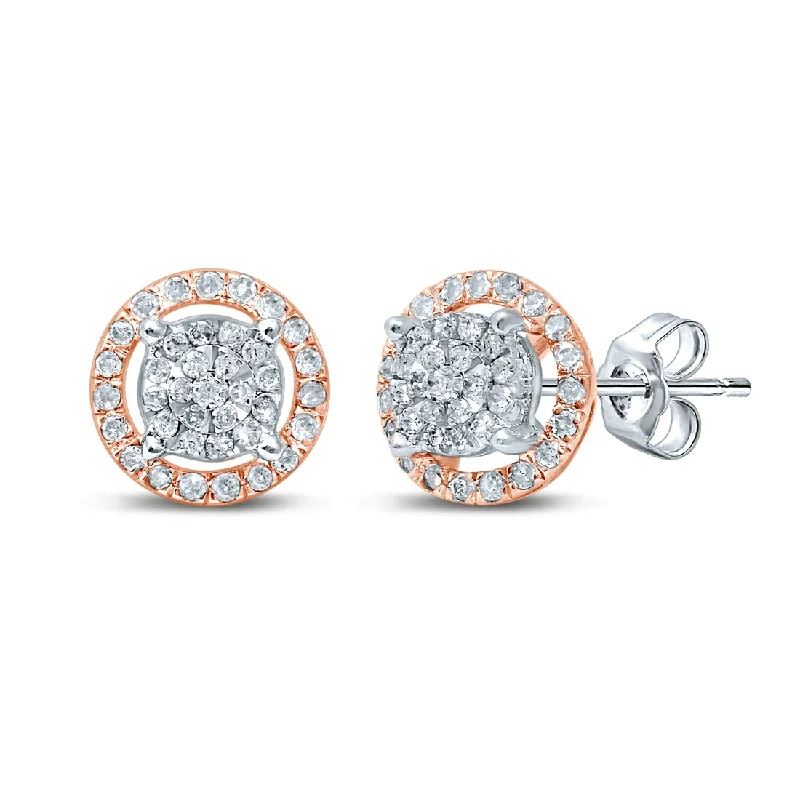 birthday gift earrings for women -9ct White and Rose Gold Earrings with 0.33ct Diamonds