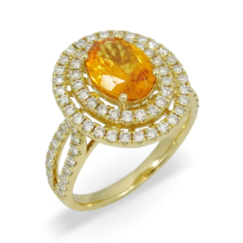 classic diamond rings -Mandarin Garnet Ring