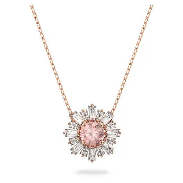 delicate necklaces for women -Swarovski Idyllia pendant Mixed cuts, Sun, Pink, Rose gold-tone plated 5642961