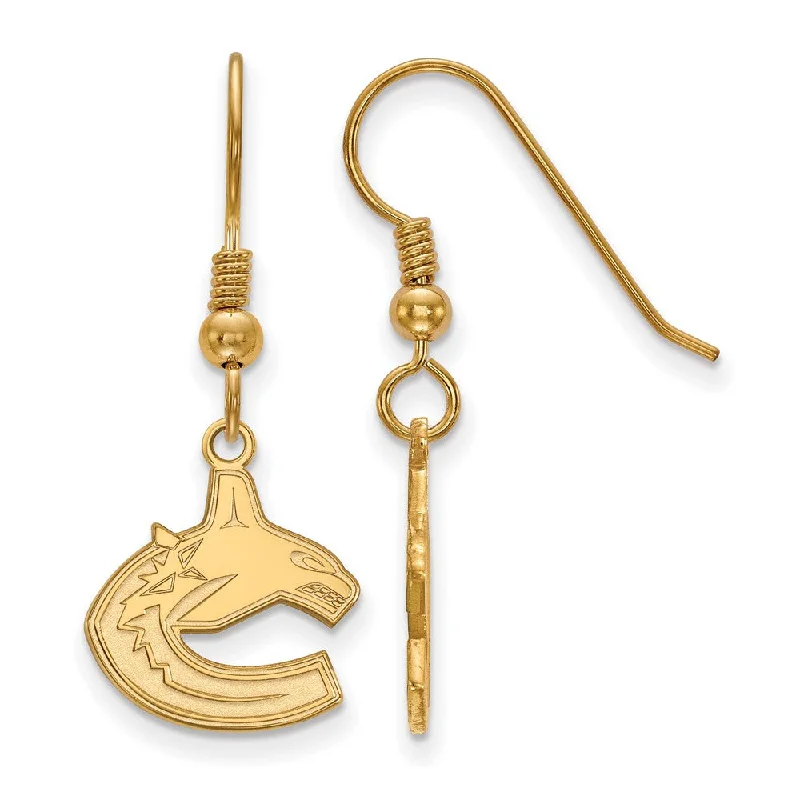 evening earrings for women -SS 14k Yellow Gold Plated NHL Vancouver Canucks Small Dangle Earrings