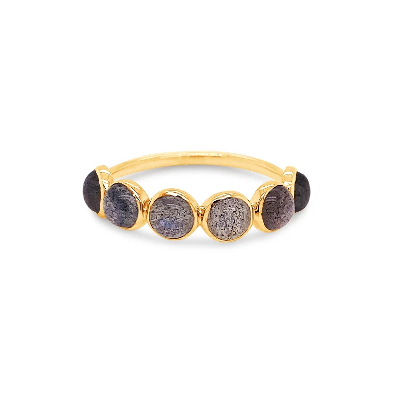 men’s style rings for women -Labradorite Round Ring In 18K Yellow Gold