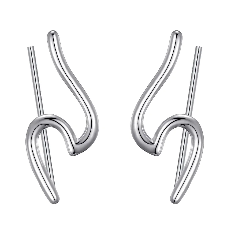 flower earrings for women -Sterling Silver Wave Climber Earrings