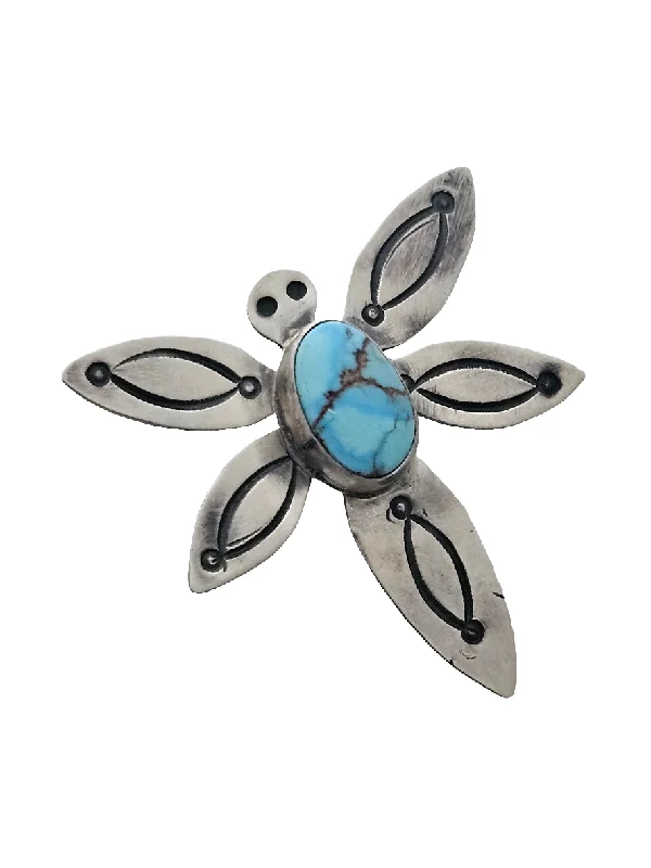 vintage gold rings -Stamped Sterling Silver Golden Hills Turquoise Stone Dragonfly Adjustable Ring