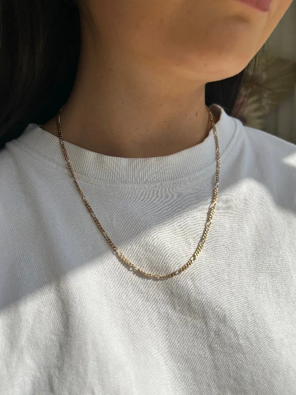 minimalist necklaces for women -Vintage 9ct Yellow Gold 20.5” Figaro Necklace