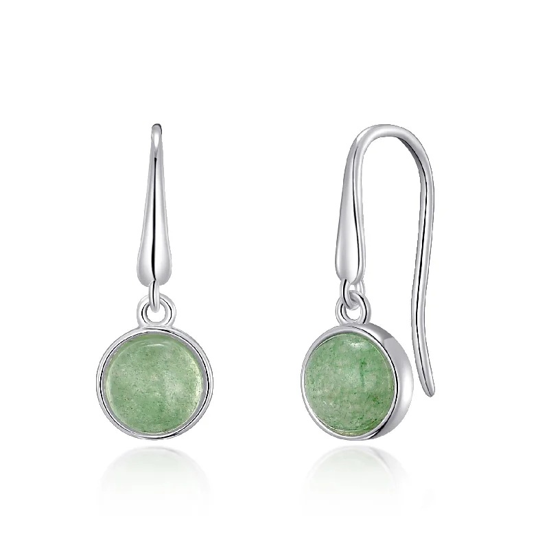 fun earrings for women -Green Aventurine Drop Earrings