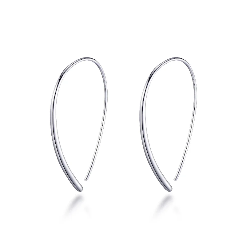 simple hoop earrings for women -Sterling Silver Thread Earrings