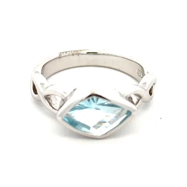 elegant engagement rings -Sterling Silver Blue Topaz Ring