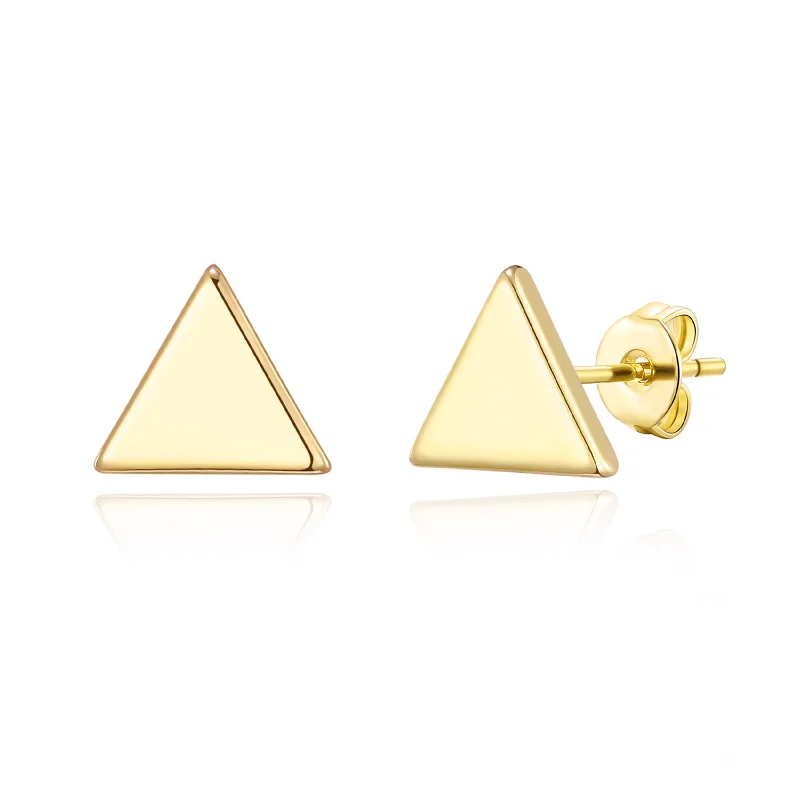 crystal drop earrings for women -Gold Plated Triangle Stud Earrings