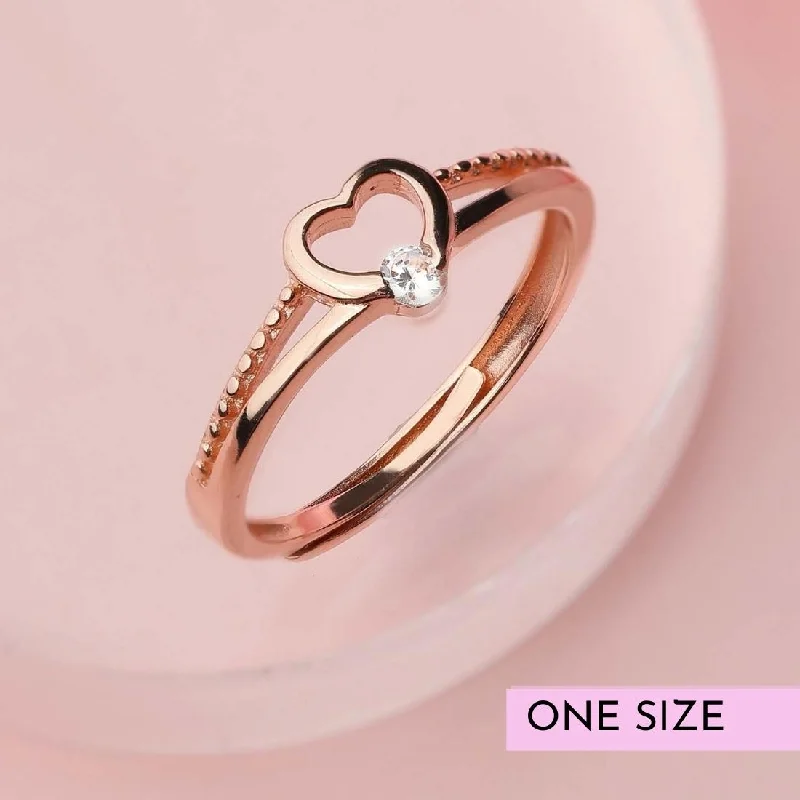 halo engagement rings -Beloved 925 Silver Ring in Rose Gold (Adjustable)